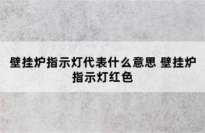 壁挂炉指示灯代表什么意思 壁挂炉指示灯红色